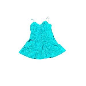 Vintage Victorias Secret Gold Crown Babydoll Chemise Nightie Paisley Green Large